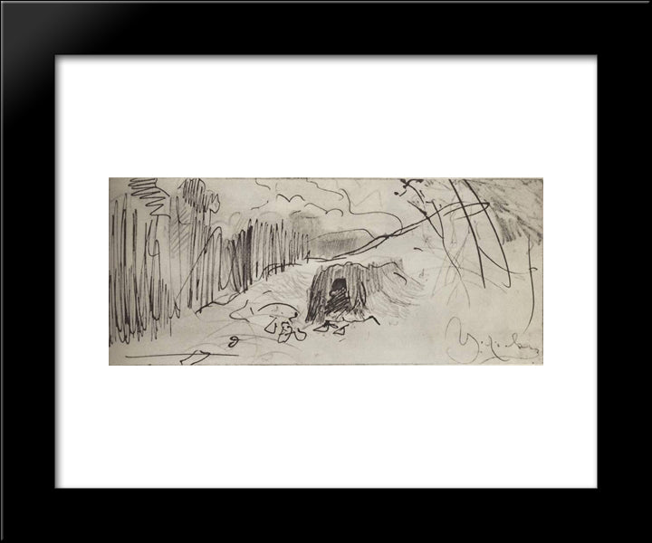 A Hovel 20x24 Black Modern Wood Framed Art Print Poster by Levitan, Isaac