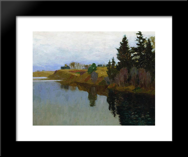 A Lake 20x24 Black Modern Wood Framed Art Print Poster by Levitan, Isaac
