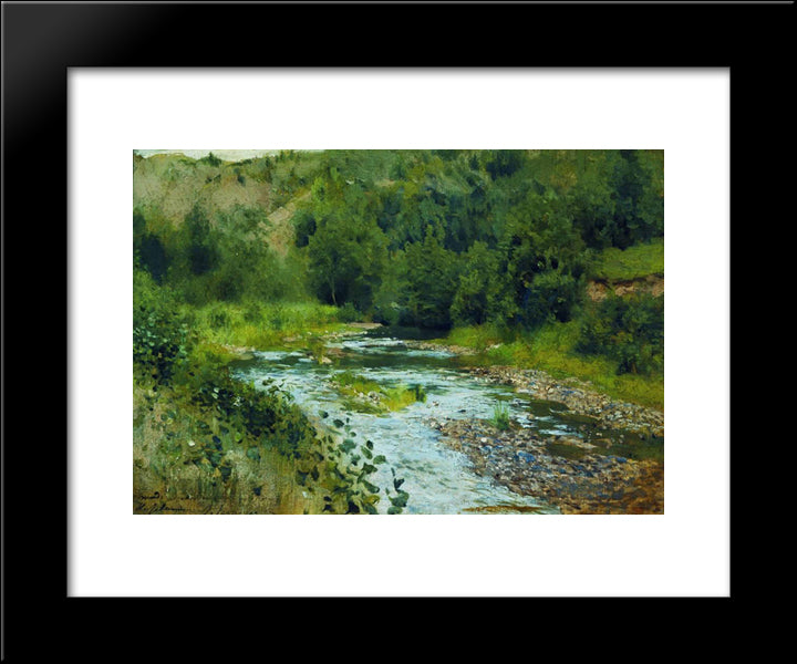 A River 20x24 Black Modern Wood Framed Art Print Poster by Levitan, Isaac