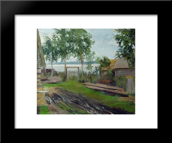 A Yard 20x24 Black Modern Wood Framed Art Print Poster by Levitan, Isaac