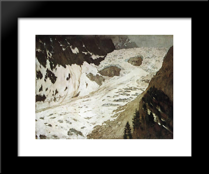 Alps. Snow. 20x24 Black Modern Wood Framed Art Print Poster by Levitan, Isaac
