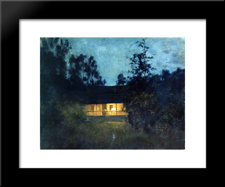At The Summer House In Twilight 20x24 Black Modern Wood Framed Art Print Poster by Levitan, Isaac