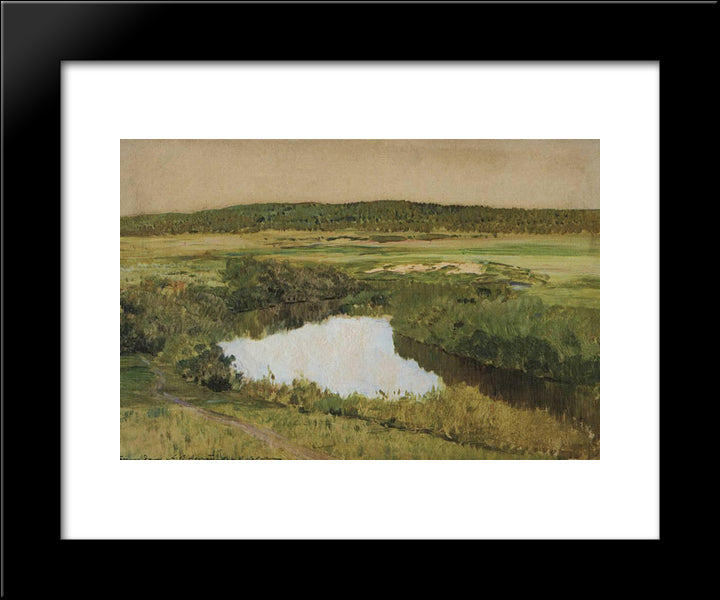 At Twilight. River Istra. 20x24 Black Modern Wood Framed Art Print Poster by Levitan, Isaac