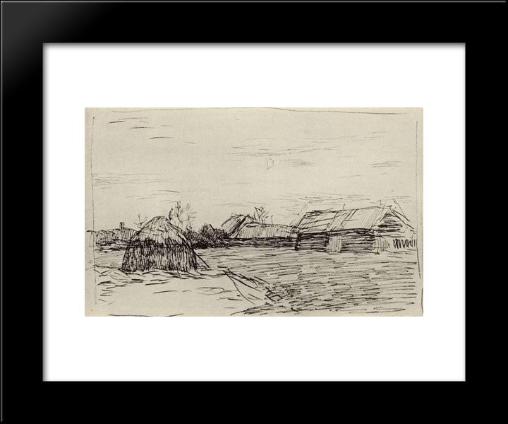 Barn. Twilight. 20x24 Black Modern Wood Framed Art Print Poster by Levitan, Isaac