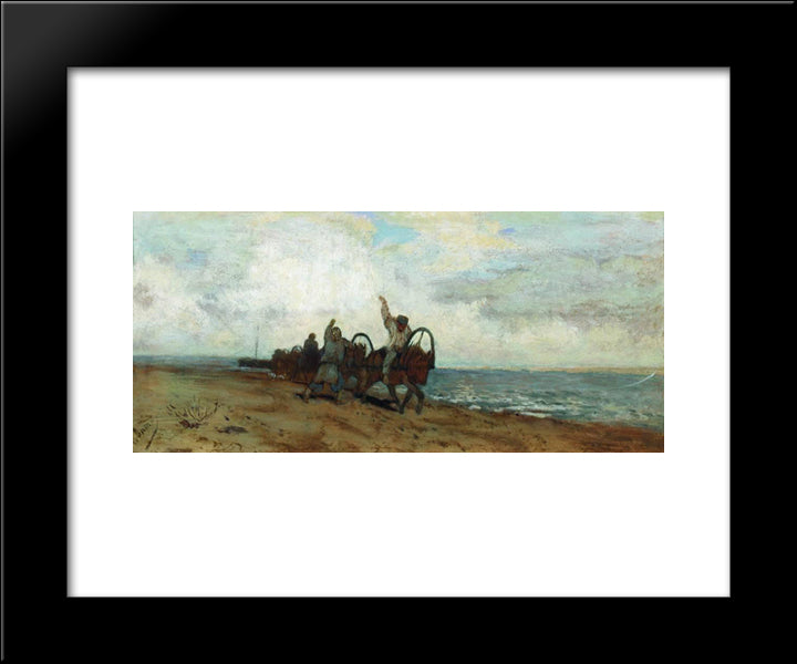 Boatmen 20x24 Black Modern Wood Framed Art Print Poster by Levitan, Isaac