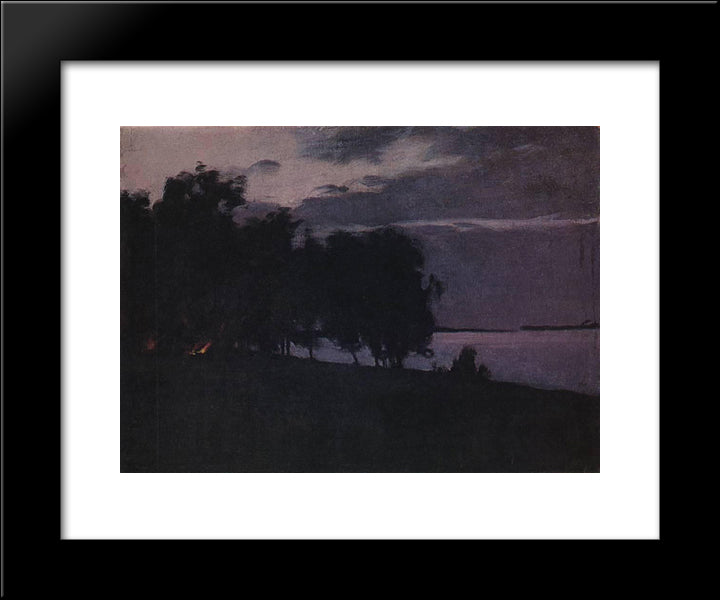 Bonfire 20x24 Black Modern Wood Framed Art Print Poster by Levitan, Isaac