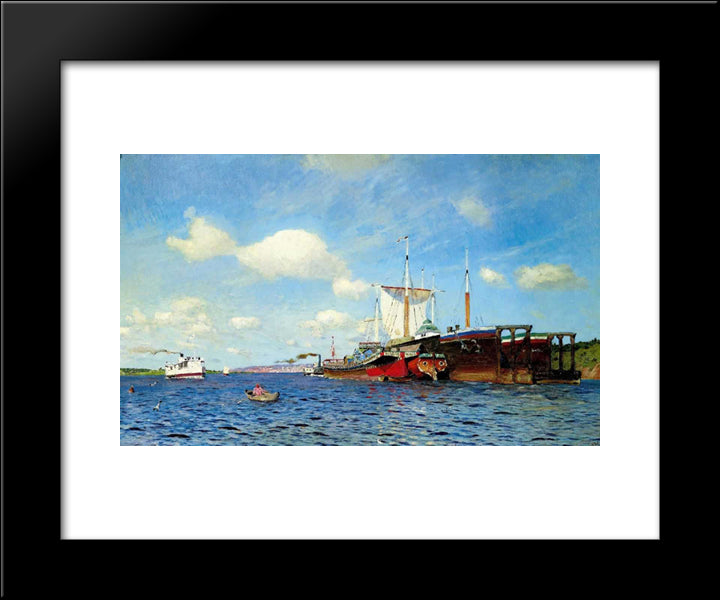 Brisk Wind, Volga 20x24 Black Modern Wood Framed Art Print Poster by Levitan, Isaac