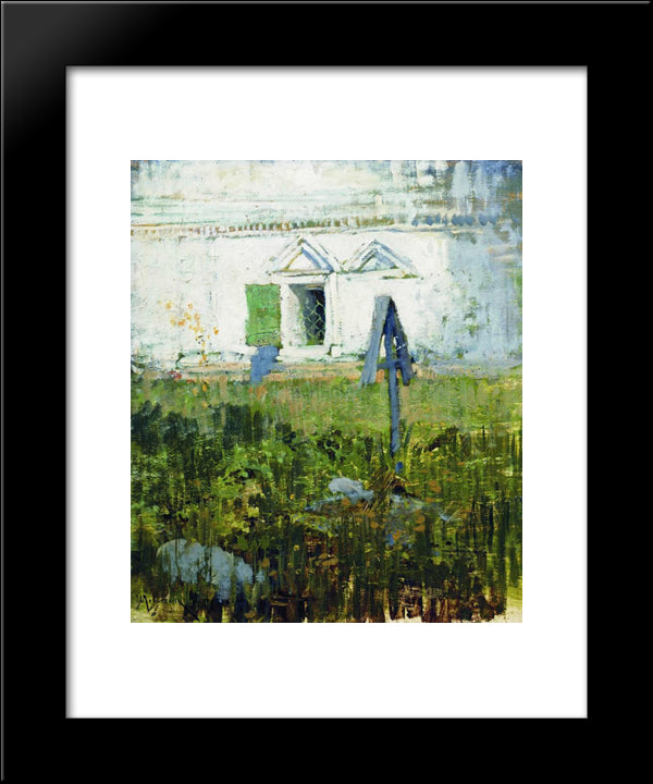 By The Wall Of Church 20x24 Black Modern Wood Framed Art Print Poster by Levitan, Isaac