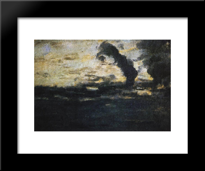 Cloudy Sky. Twilight. 20x24 Black Modern Wood Framed Art Print Poster by Levitan, Isaac
