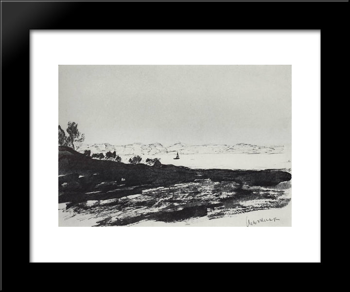 Coast Of The Lagoon 20x24 Black Modern Wood Framed Art Print Poster by Levitan, Isaac