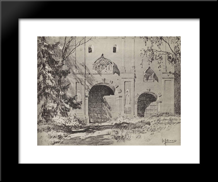Entrance Gate Of Savvinsky Monastery Near Zvenigorod 20x24 Black Modern Wood Framed Art Print Poster by Levitan, Isaac