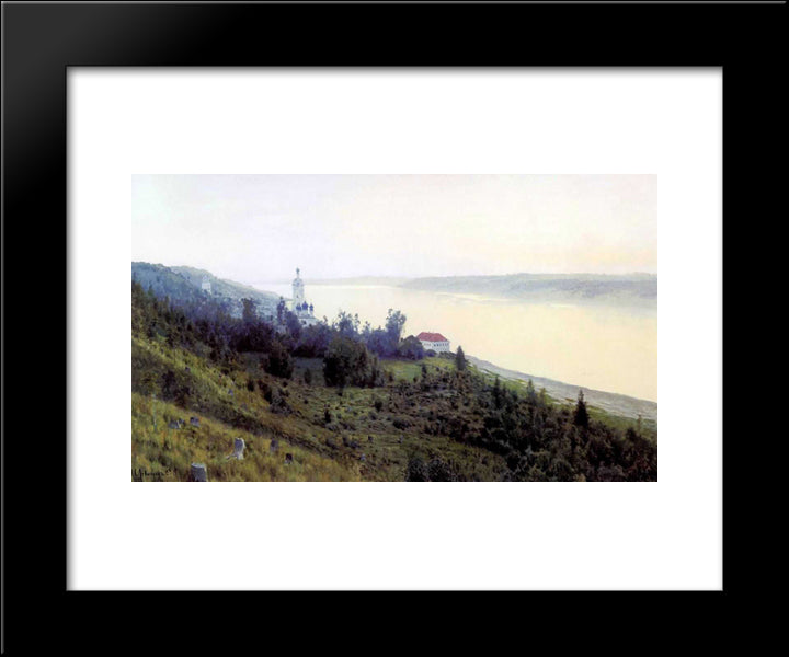 Evening. Golden Plyos. 20x24 Black Modern Wood Framed Art Print Poster by Levitan, Isaac