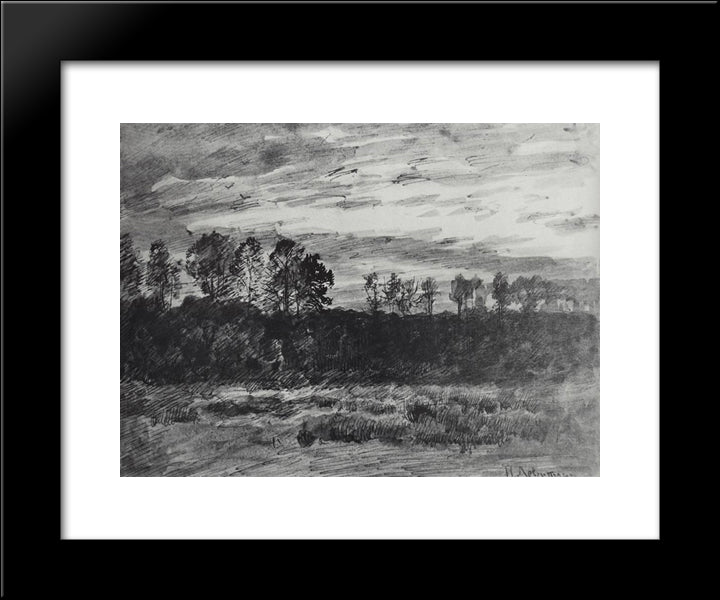 Evening. Sunset. 20x24 Black Modern Wood Framed Art Print Poster by Levitan, Isaac