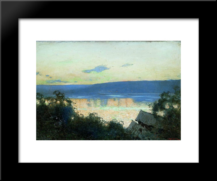 Evening At Volga 20x24 Black Modern Wood Framed Art Print Poster by Levitan, Isaac