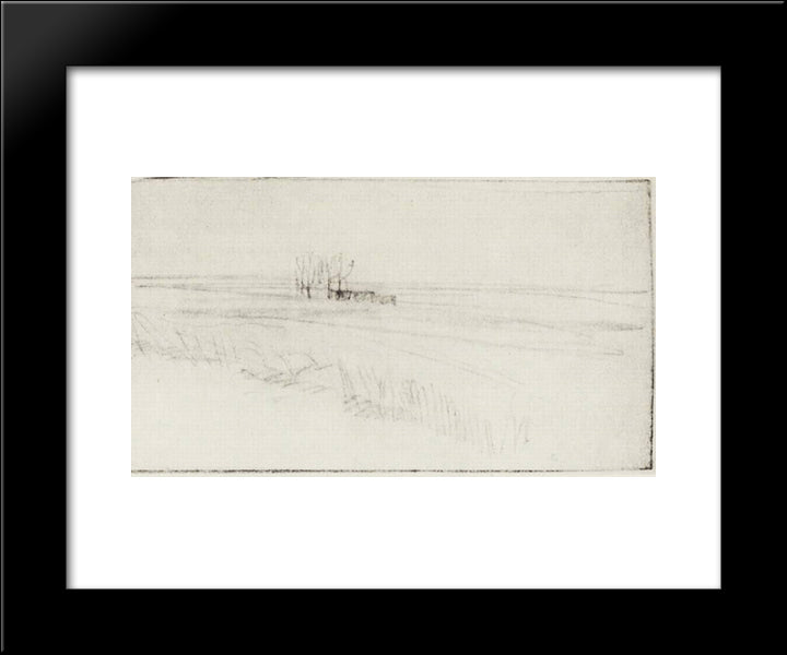 Field 20x24 Black Modern Wood Framed Art Print Poster by Levitan, Isaac