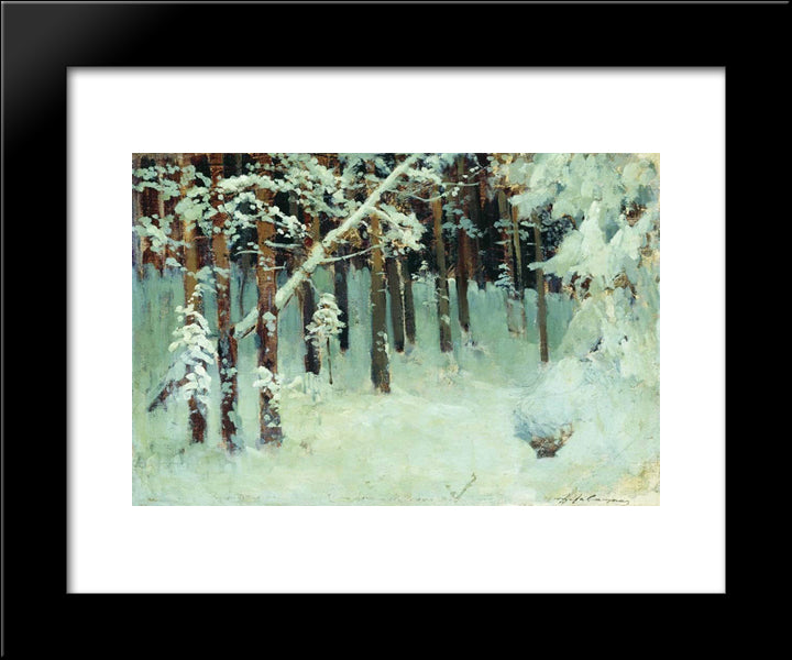 Forest In The Winter 20x24 Black Modern Wood Framed Art Print Poster by Levitan, Isaac