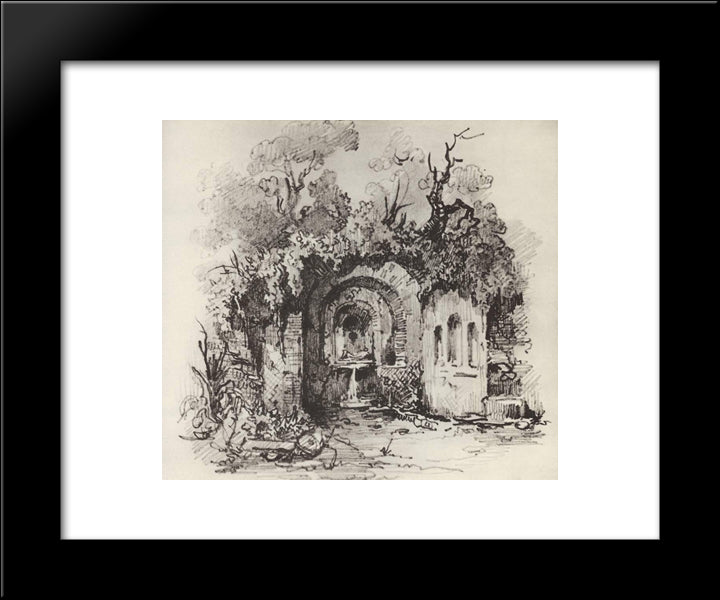 Fountain 20x24 Black Modern Wood Framed Art Print Poster by Levitan, Isaac