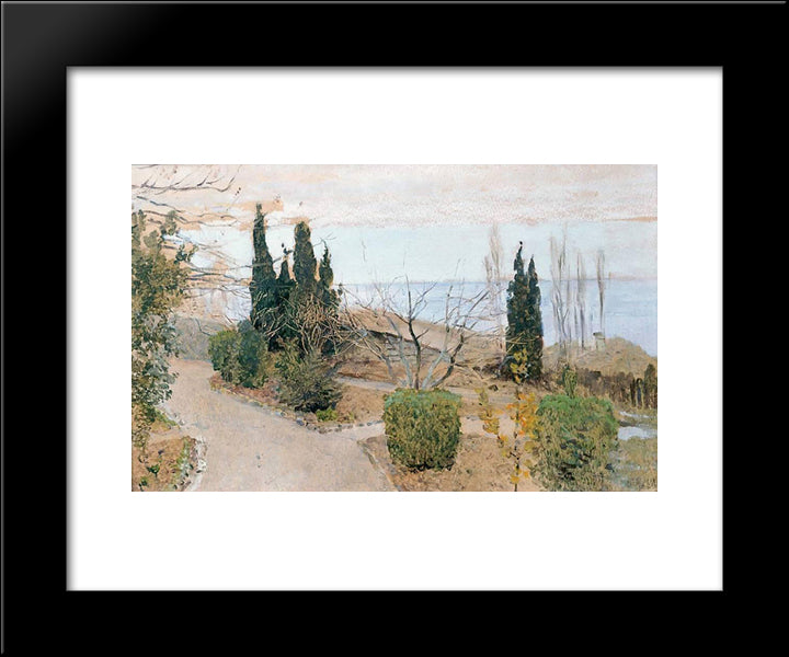 Garden In Yalta. Cypress Trees. 20x24 Black Modern Wood Framed Art Print Poster by Levitan, Isaac