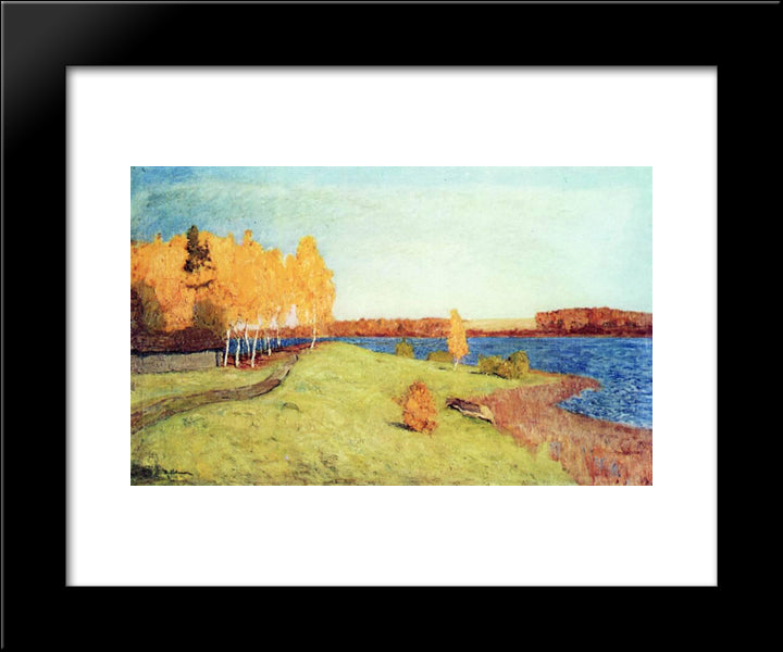Golden Autumn 20x24 Black Modern Wood Framed Art Print Poster by Levitan, Isaac