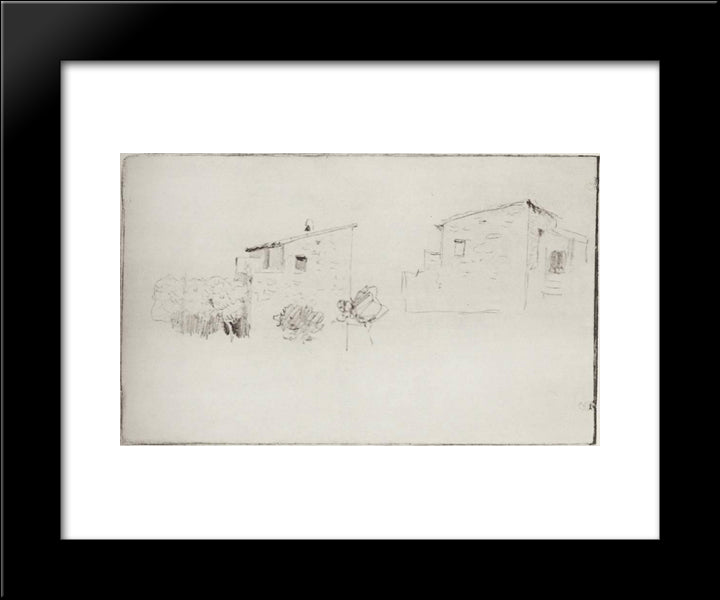 Houses Near Bordiguera 20x24 Black Modern Wood Framed Art Print Poster by Levitan, Isaac