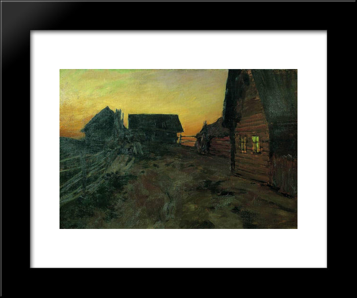 Huts 20x24 Black Modern Wood Framed Art Print Poster by Levitan, Isaac
