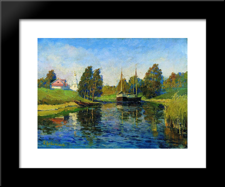 Lake. Autumn. 20x24 Black Modern Wood Framed Art Print Poster by Levitan, Isaac