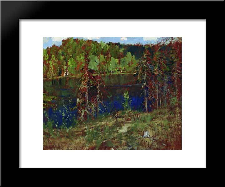 Lake In The Forest 20x24 Black Modern Wood Framed Art Print Poster by Levitan, Isaac
