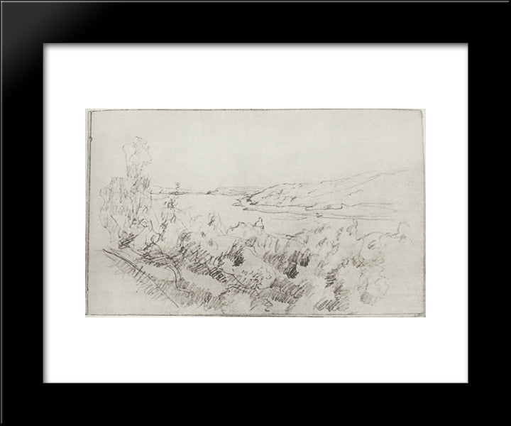 Landscape At Volga 20x24 Black Modern Wood Framed Art Print Poster by Levitan, Isaac