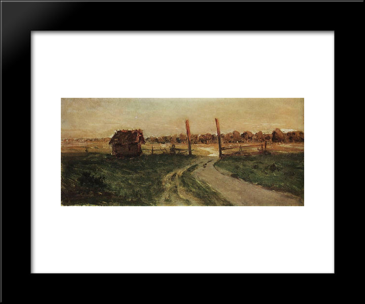 Landscape With An Isba. 20x24 Black Modern Wood Framed Art Print Poster by Levitan, Isaac