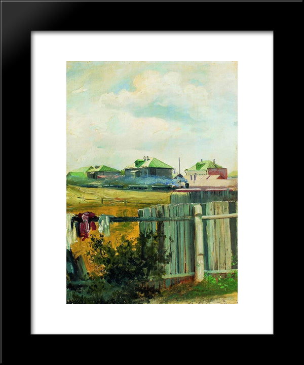 Landscape With Fencing 20x24 Black Modern Wood Framed Art Print Poster by Levitan, Isaac
