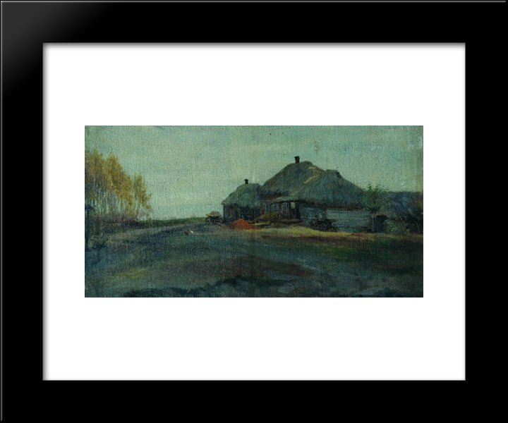 Village. A Gray Day. 20x24 Black Modern Wood Framed Art Print Poster by Levitan, Isaac