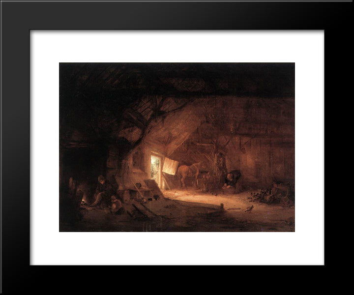 Farmhouse Interior 20x24 Black Modern Wood Framed Art Print Poster by Ostade, Isaac van