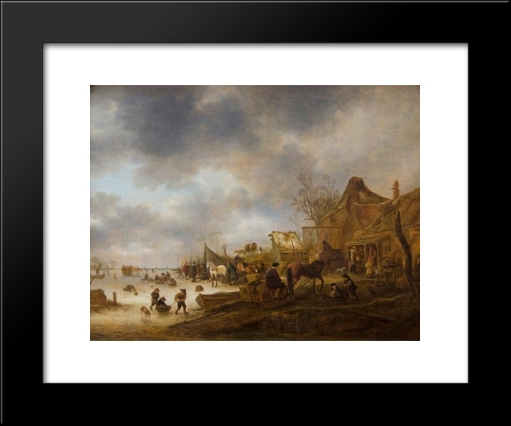 Winter Landscape 20x24 Black Modern Wood Framed Art Print Poster by Ostade, Isaac van
