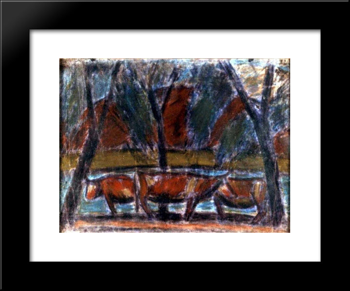 Resting Cows 20x24 Black Modern Wood Framed Art Print Poster by Nagy, Istvan
