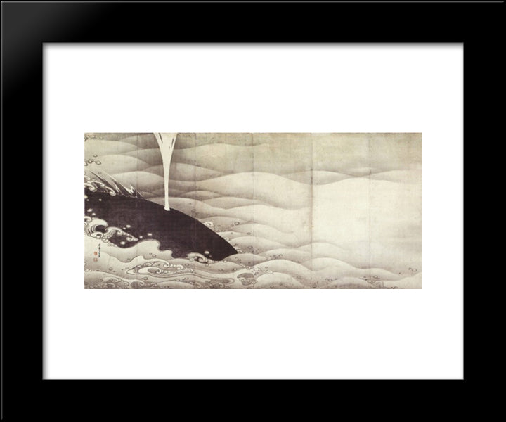 Elephant And Whale (Diptych) 20x24 Black Modern Wood Framed Art Print Poster by Jakuchu, Ito