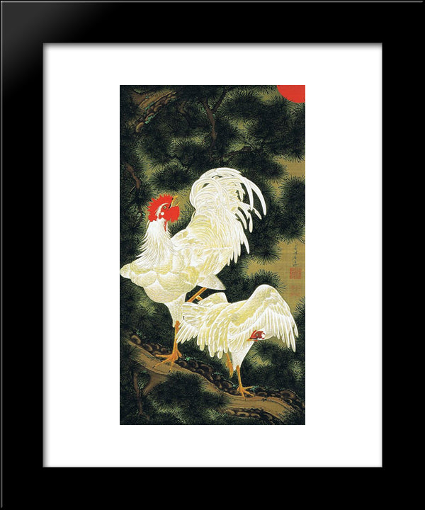 Rousho Hakkeizu 20x24 Black Modern Wood Framed Art Print Poster by Jakuchu, Ito