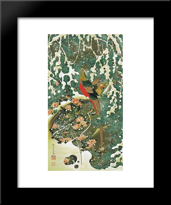 Settyu Kinkeizu 20x24 Black Modern Wood Framed Art Print Poster by Jakuchu, Ito