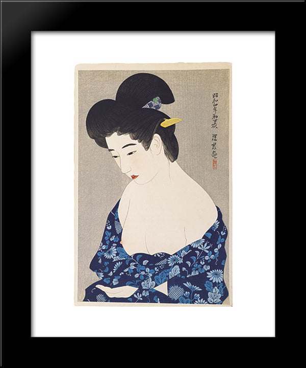 After The Bath 20x24 Black Modern Wood Framed Art Print Poster by Shinsui, Ito