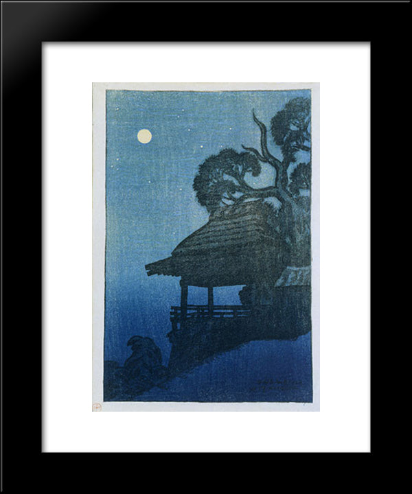 Evening Scene At Ishiyama Temple 20x24 Black Modern Wood Framed Art Print Poster by Shinsui, Ito