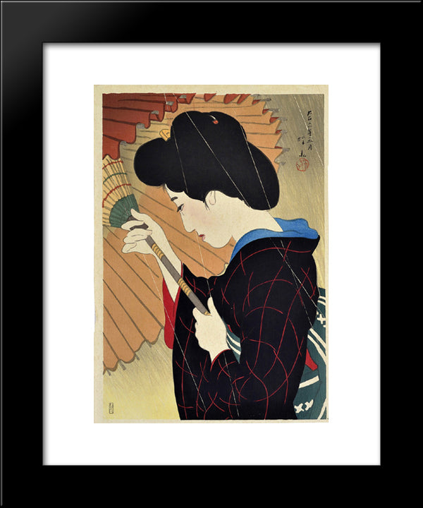 Passing Rain 20x24 Black Modern Wood Framed Art Print Poster by Shinsui, Ito