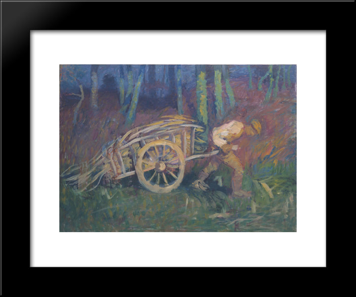 The Man With The Cart 20x24 Black Modern Wood Framed Art Print Poster by Grohar, Ivan