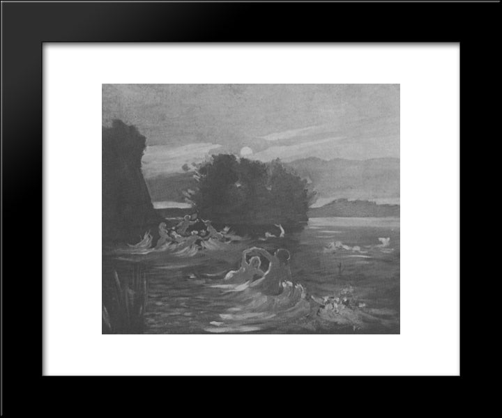 The Water Villa 20x24 Black Modern Wood Framed Art Print Poster by Grohar, Ivan