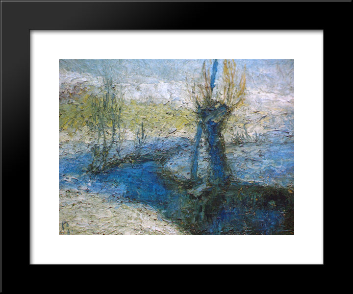 Willows Along The Stream 20x24 Black Modern Wood Framed Art Print Poster by Grohar, Ivan