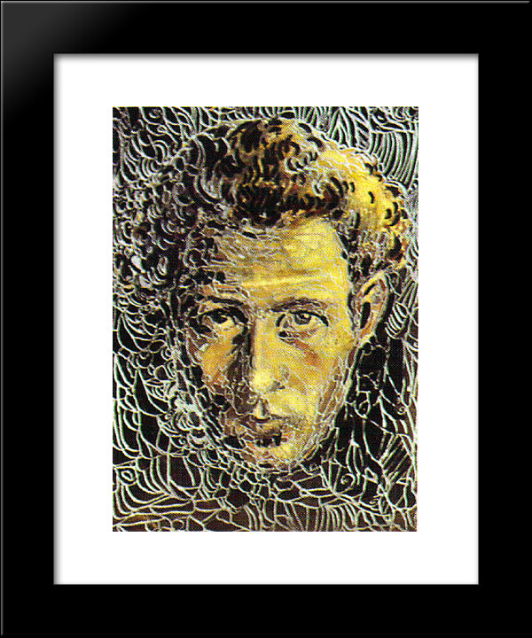 Self-Portrait 20x24 Black Modern Wood Framed Art Print Poster by Milev, Ivan