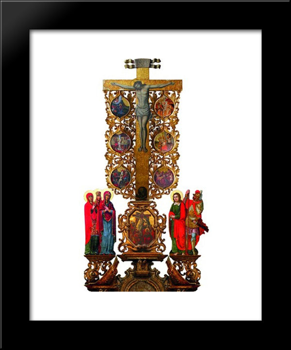 Crucifixtion With Scenes Of Christ'S Passion 20x24 Black Modern Wood Framed Art Print Poster by Rutkovych, Ivan