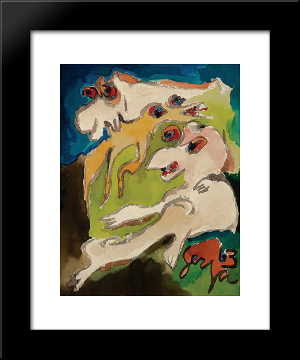 Bichos 20x24 Black Modern Wood Framed Art Print Poster by Serpa, Ivan