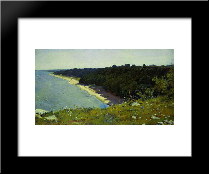 By The Seashore 20x24 Black Modern Wood Framed Art Print Poster by Shishkin, Ivan