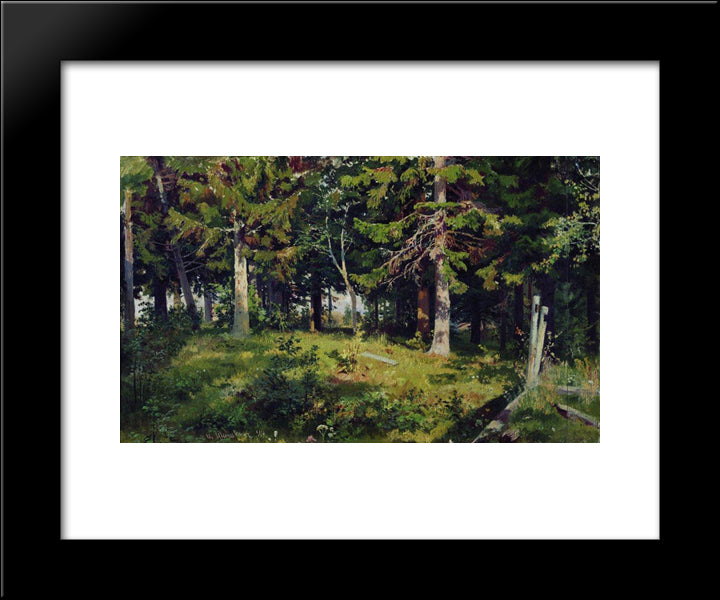 Clearing In The Forest 20x24 Black Modern Wood Framed Art Print Poster by Shishkin, Ivan