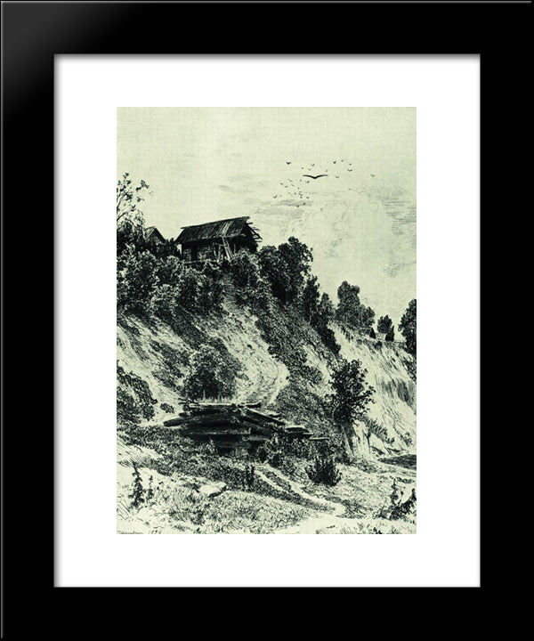 Cliff 20x24 Black Modern Wood Framed Art Print Poster by Shishkin, Ivan