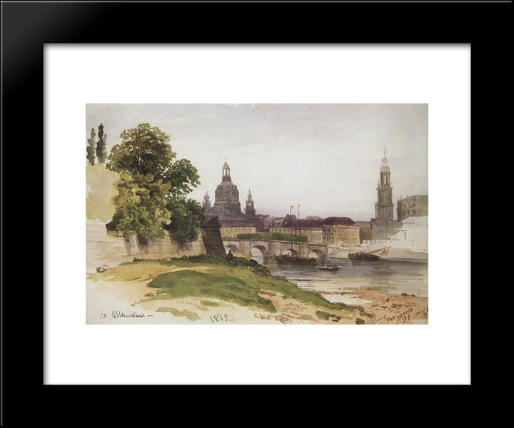 Dresden. Bridge Of August 20x24 Black Modern Wood Framed Art Print Poster by Shishkin, Ivan